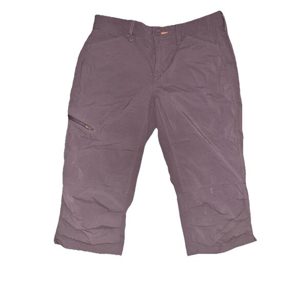Orvis Womens Size 4 Pants Cropped Side Pocket Stretch Plum Rouching Near Hem - Picture 1 of 7